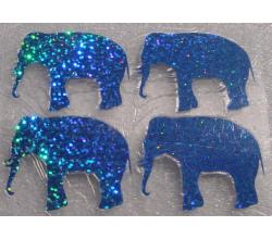 4 Buegelpailletten Elefanten hologramm hellblau